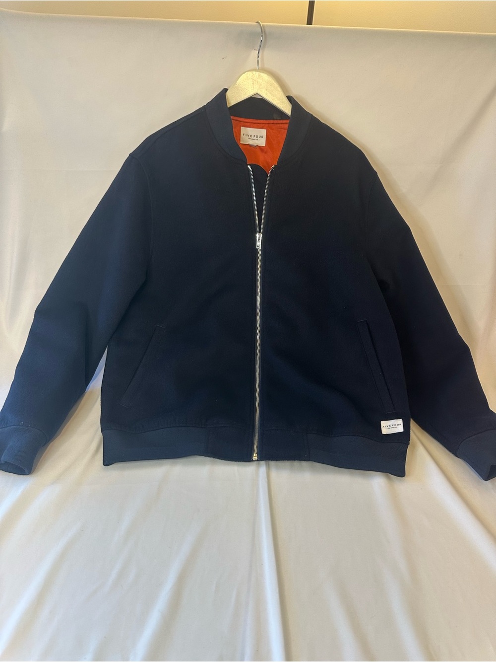 Five Four Navy Bomber Jacket with Orange Lining